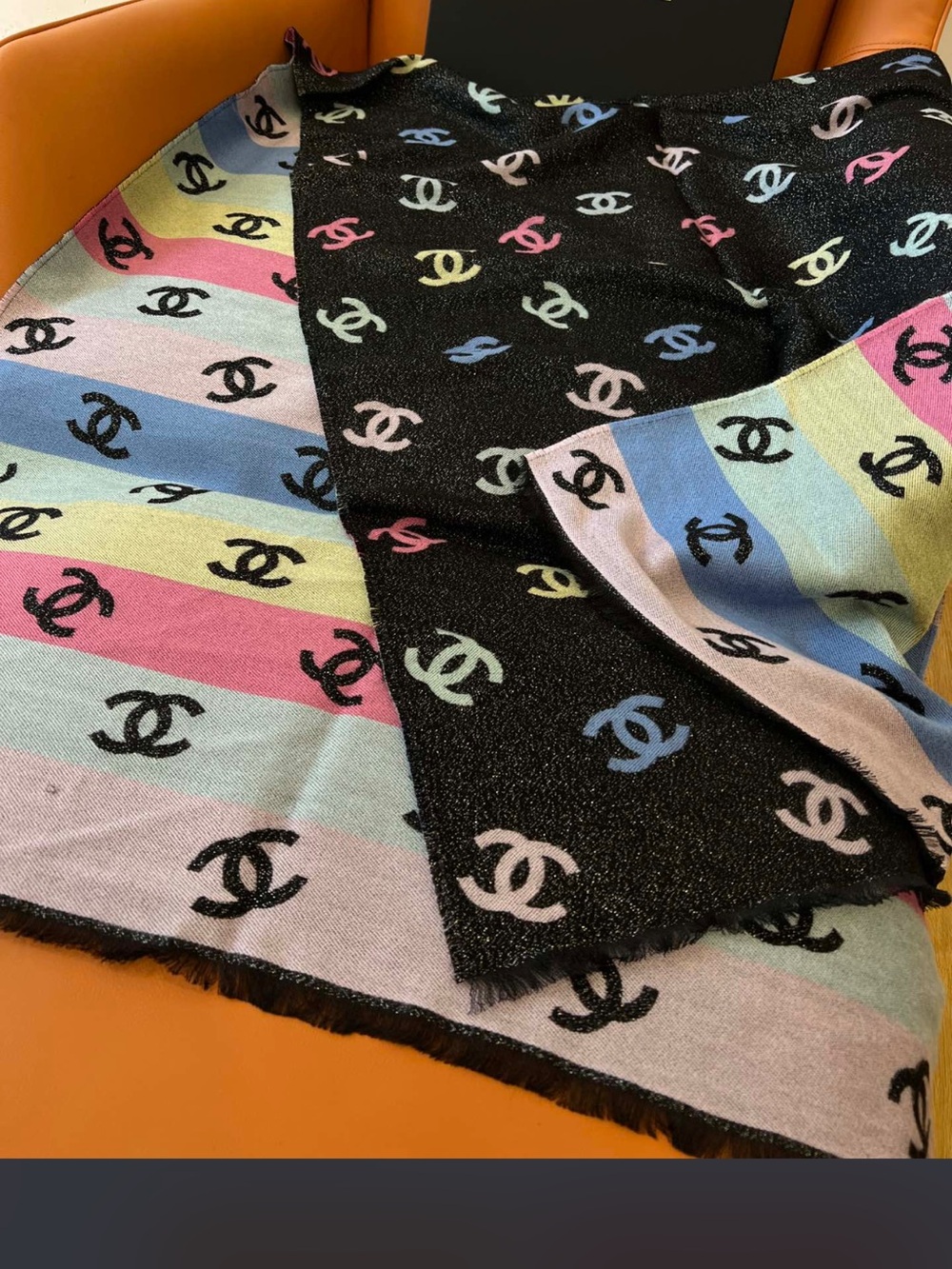 Sparkling Colorful Stripe Logo Letters Wrap Blanket Scarf